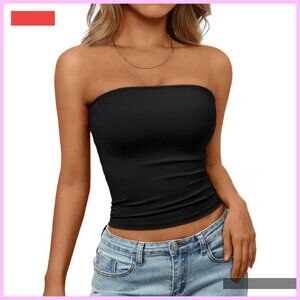 Strapless Tube Top Bandeau Crop Top Backless Summer Basic